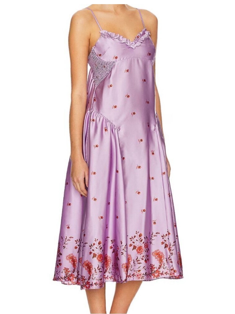 $128 NEW Free People On My Own Printed Maxi Dress in Lilac Combo Size Large